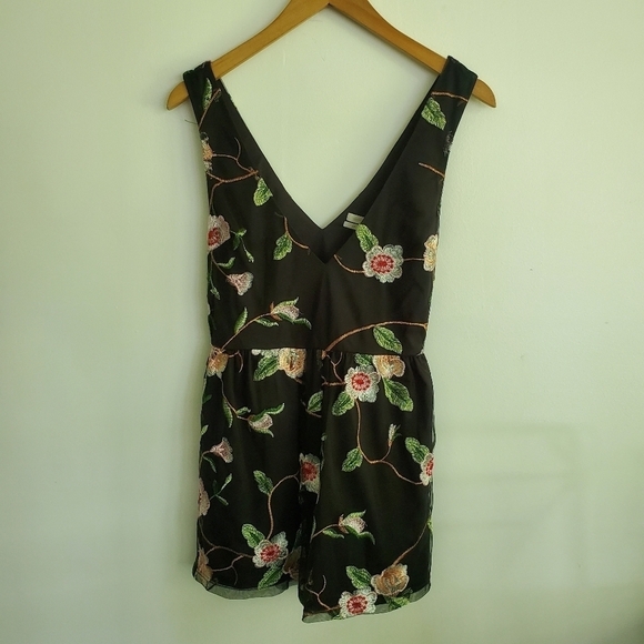 Urban Outfitters Floral Embroidered Mesh Romper - Picture 3 of 9
